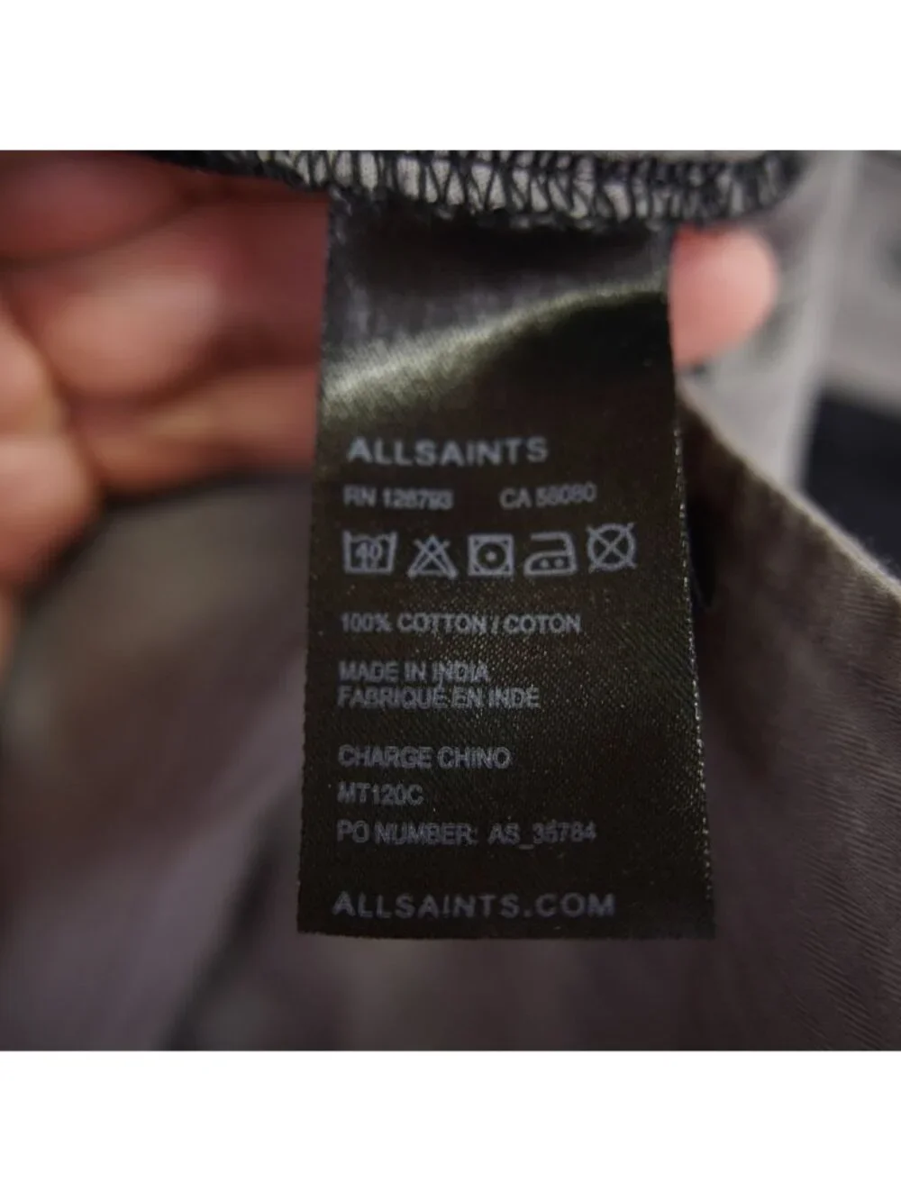 AllSaints Mens Black Flat Front Slim Fit Chino Pants Size W30 x L30 Preppy EUC